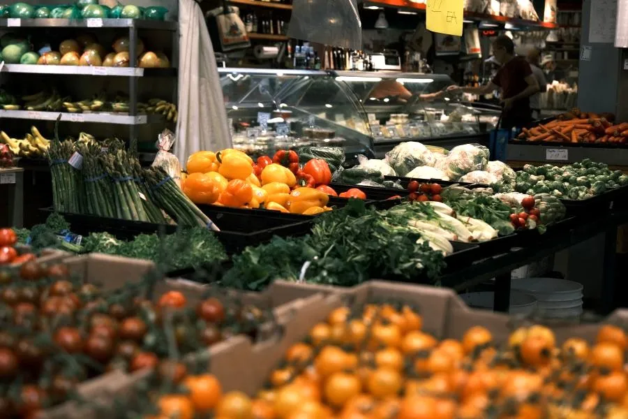 fruit and vegetables in supermarket